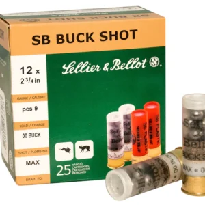 Sellier & Bellot Ammunition 12 Gauge 2-3/4" 00 Buckshot 9 Pellets Box of 25