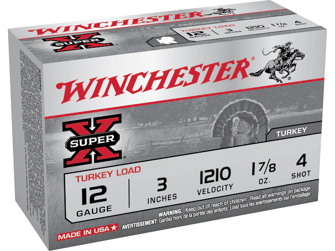 Winchester Super-X Turkey Ammunition 12 Gauge 3" 1-7/8 oz #4 Copper Plated Shot Box of 10