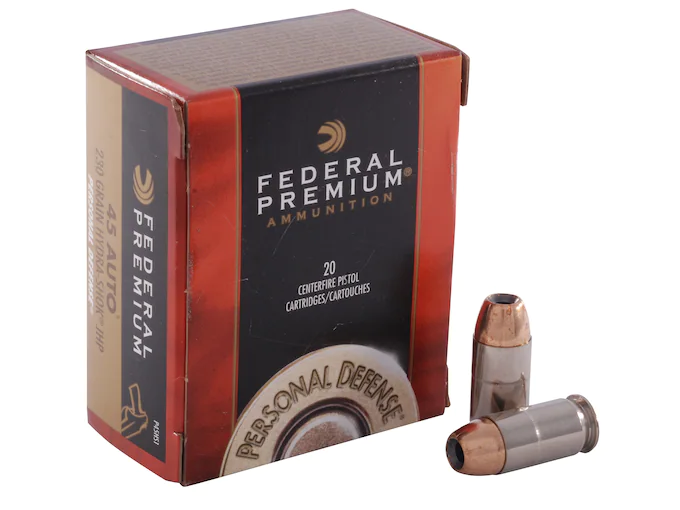 Federal Premium Personal Defense Ammunition 45 ACP 230 Grain Hydra-Shok Jacketed Hollow Point Box of 20