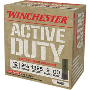 Winchester Active Duty Ammunition 12 Gauge 2-3/4" 00 Buckshot 9 Pellets Box of 25