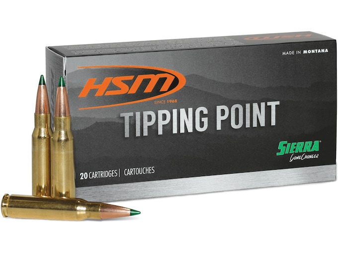 HSM Tipping Point Ammunition 308 Winchester 165 Grain Sierra GameChanger Tipped GameKing Box of 20