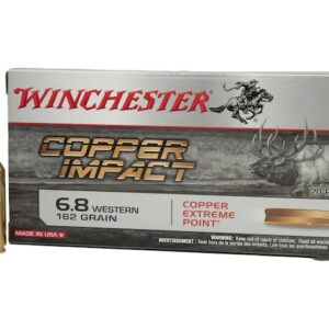 Winchester Copper Impact Ammunition 6.8 Western 162 Grain Copper Extreme Point Polymer Tip Lead-Free Box of 20