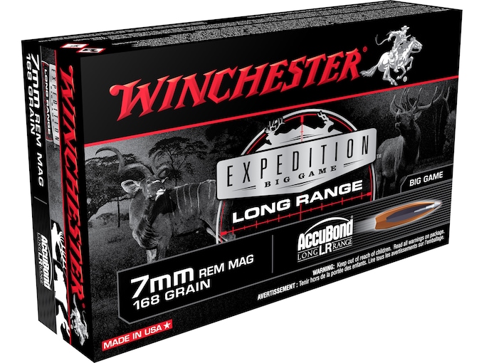 Winchester Expedition Big Game Long Range Ammunition 7mm Remington Magnum 168 Grain Nosler AccuBond LR Box of 20