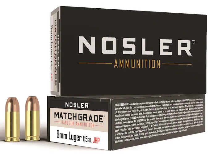 Nosler Match Grade Ammunition 9mm Luger 115 Grain Jacketed Hollow Point
