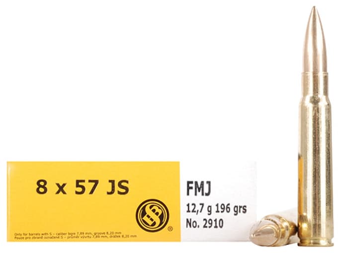 Sellier & Bellot Ammunition 8x57mm JS Mauser (8mm Mauser) 196 Grain Full Metal Jacket