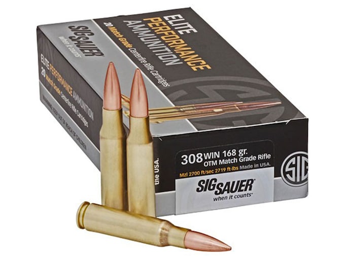 Sig Sauer Elite Performance Match Grade Ammunition 308 Winchester 168 Grain Open Tip Match