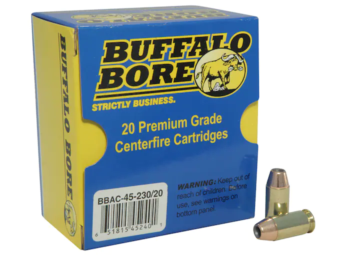 Buffalo Bore Ammunition 45 ACP +P 230 Grain Jacketed Hollow Point Box of 20