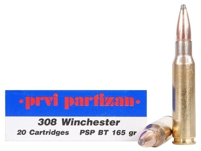 Prvi Partizan Ammunition 308 Winchester 165 Grain Pointed Soft Point Boat Tail Box of 20
