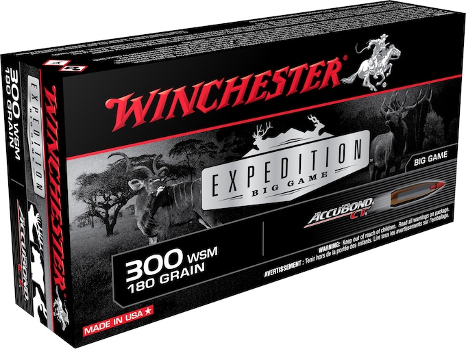Winchester Expedition Big Game Ammunition 300 Winchester Short Magnum (WSM) 180 Grain Nosler AccuBond Box of 20