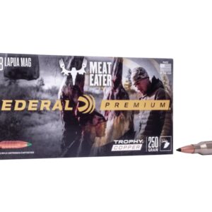 Federal Premium Meat Eater Ammunition 338 Lapua Magnum 250 Grain Trophy Copper Tipped Boat Tail Lead-Free Box of 20
