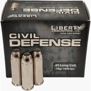 Liberty Civil Defense Ammunition 45 Colt (Long Colt) 78 Grain Fragmenting Hollow Point Lead-Free Box of 20