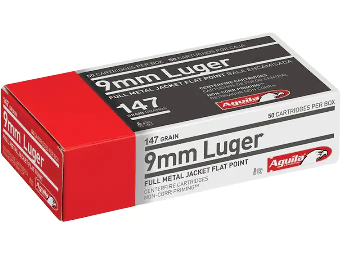 Aguila Ammunition 9mm Luger 147 Grain Full Metal Jacket Flat Nose