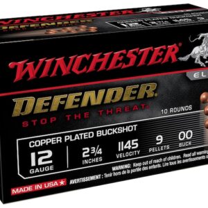 Winchester Defender Ammunition 12 Gauge 2-3/4" 00 Plated Buckshot 9 Pellets Box of 10
