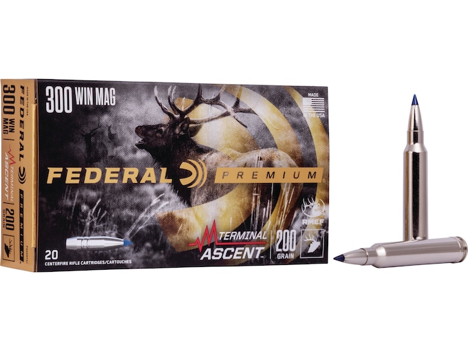 Federal Premium Terminal Ascent Ammunition 300 Winchester Magnum 200 Grain Polymer Tip Bonded Boat Tail Box of 20
