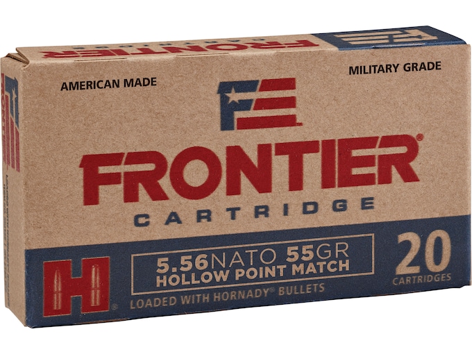 Frontier Cartridge Military Grade Ammunition 5.56x45mm NATO 55 Grain Hornady Hollow Point Match