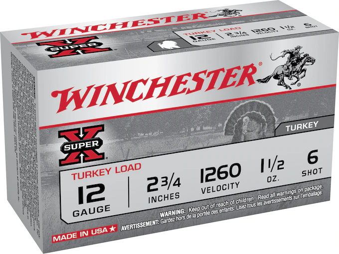 Winchester Super-X Turkey Ammunition 12 Gauge 3" 1-7/8 oz #6 Copper Plated Shot Box of 10