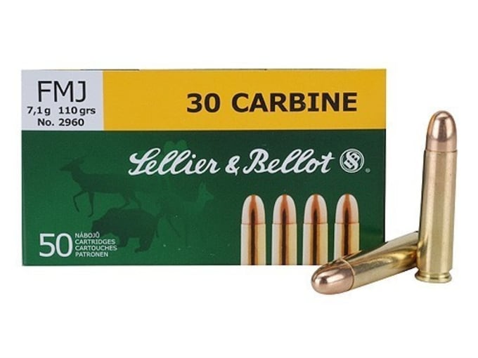 Sellier & Bellot Ammunition 30 Carbine 110 Grain Full Metal Jacket Box of 50