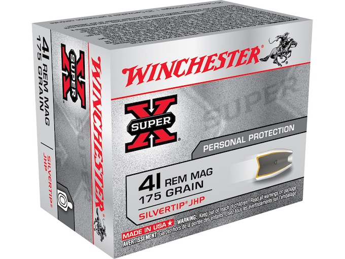 Winchester Super-X Ammunition 41 Remington Magnum 175 Grain Silvertip Hollow Point