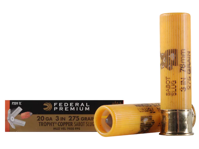 Federal Premium Vital-Shok Ammunition 20 Gauge 3" 275 Grain Trophy Copper Tipped Sabot Slug Lead-Free Box of 5