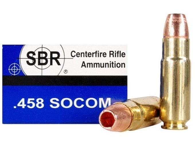 SBR Ammunition 458 SOCOM 250 Grain Barnes TSX Hollow Point Lead-Free Box of 20