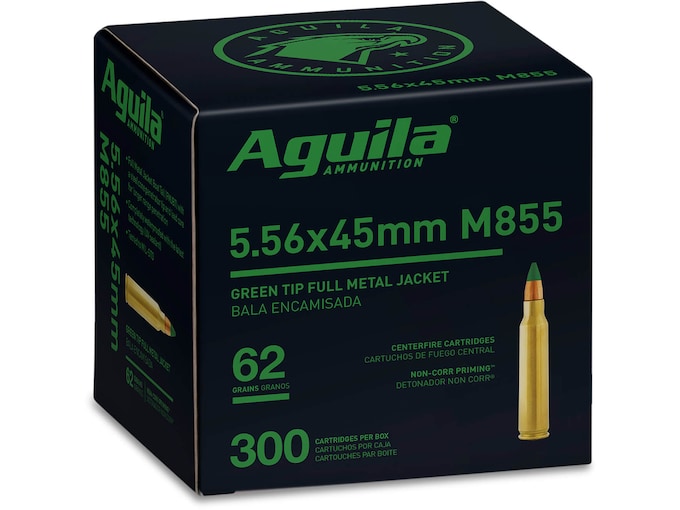 Aguila Ammunition 5.56x45mm NATO 62 Grain M855 SS109 Penetrator Full Metal Jacket