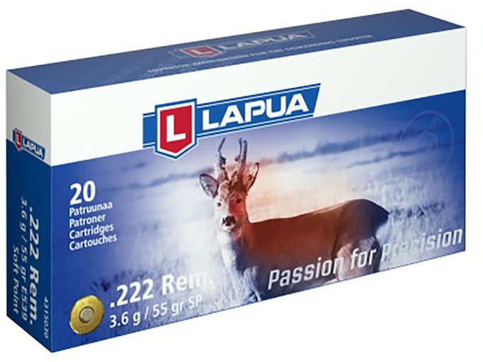 Lapua Ammunition 222 Remington 55 Grain Jacketed Soft Point Box of 20