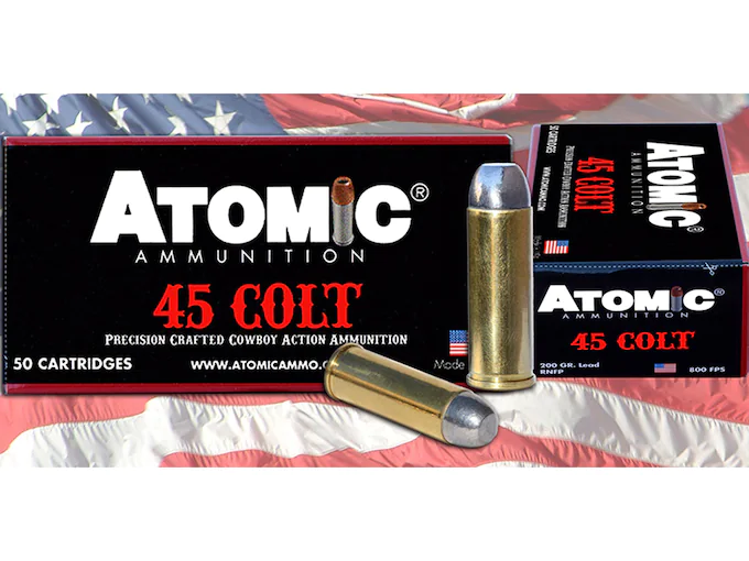 Atomic Ammunition 45 Colt (Long Colt) 200 Grain Hard Cast Lead Round Nose Flat Point Box of 50