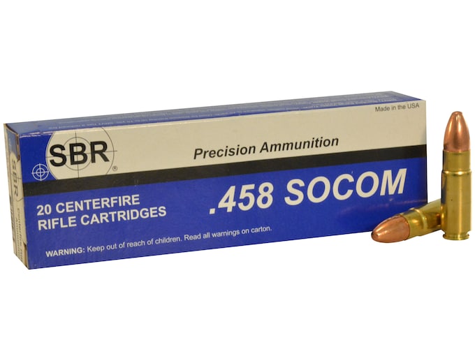 SBR Ammunition 458 SOCOM Subsonic 450 Grain Full Metal Jacket Box of 20