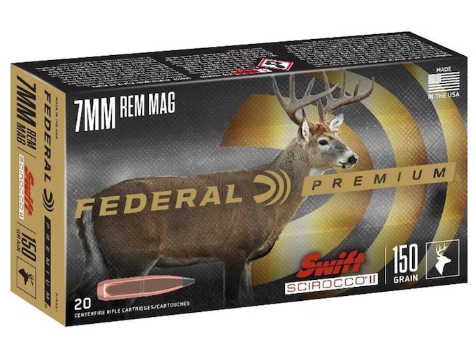 Federal Premium Ammunition 7mm Remington Magnum 150 Grain Swift Scirocco II Box of 20