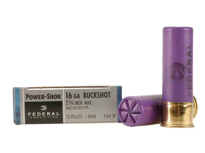 Federal Power-Shok Ammunition 16 Gauge 2-3/4" Buffered #1 Buckshot 12 Pellets Box of 5