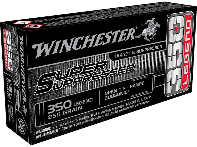 Winchester Super Suppressed Ammunition 350 Legend Subsonic 255 Grain Open Tip Box of 20