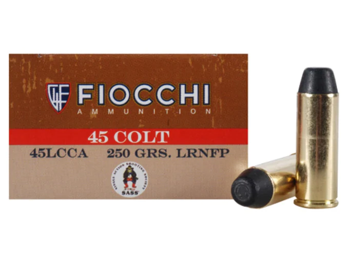 Fiocchi Cowboy Action Ammunition 45 Colt (Long Colt) 250 Grain Lead Round Nose Flat Point Box of 50