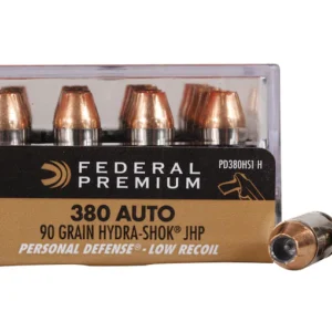 Federal Premium Personal Defense Reduced Recoil Ammunition 380 ACP 90 Grain Hydra-Shok Jacketed Hollow Point Box of 20