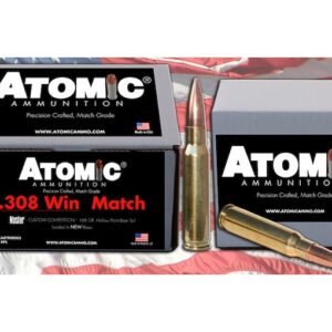 Atomic Match Ammunition 308 Winchester 168 Grain Nosler Custom Competition Hollow Point Boat Tail Box of 100
