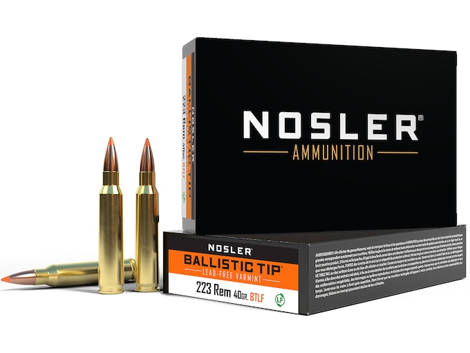 Nosler BT Varmint Ammunition 223 Remington 40 Grain Ballistic Tip Varmint Lead-Free Box of 20