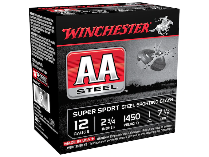 Winchester AA Super Sport Sporting Clays Ammunition 12 Gauge 2-3/4" 1 oz Non-Toxic Steel Shot