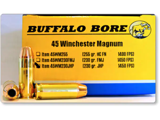 Buffalo Bore Ammunition 45 Winchester Magnum 230 Grain Jacketed Hollow Point Box of 20