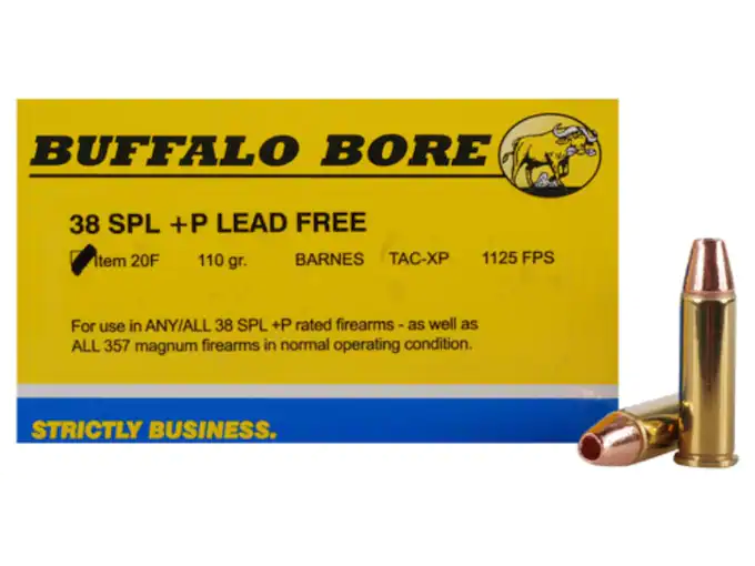 Buffalo Bore Ammunition 38 Special +P 110 Grain Barnes TAC-XP Hollow Point Lead-Free Box of 20