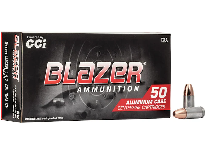 Blazer Clean-Fire Ammunition 9mm Luger 147 Grain Total Metal Jacket Box of 50