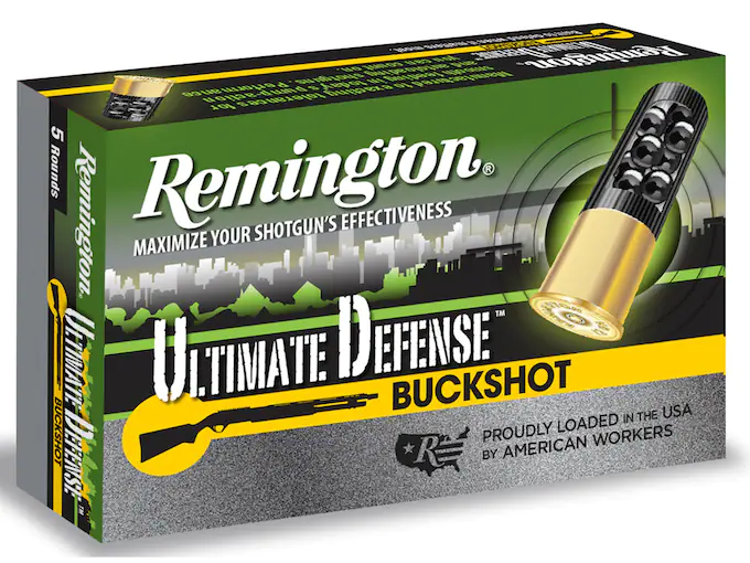 Remington Ultimate Defense Buckshot Ammunition 12 Gauge 3" Reduced Recoil #4 Buckshot 41 Pellets Box of 5