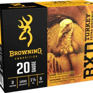 Browning BXD Extra Distance Turkey Ammunition 20 Gauge 3" 1-1/4 oz #5 Nickel Plated Shot Box of 10