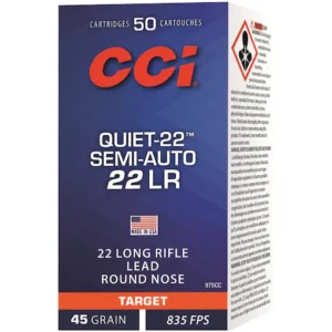 CCI Quiet Semi-Auto Ammunition 22 Long Rifle Subsonic 45 Grain Lead Round Nose