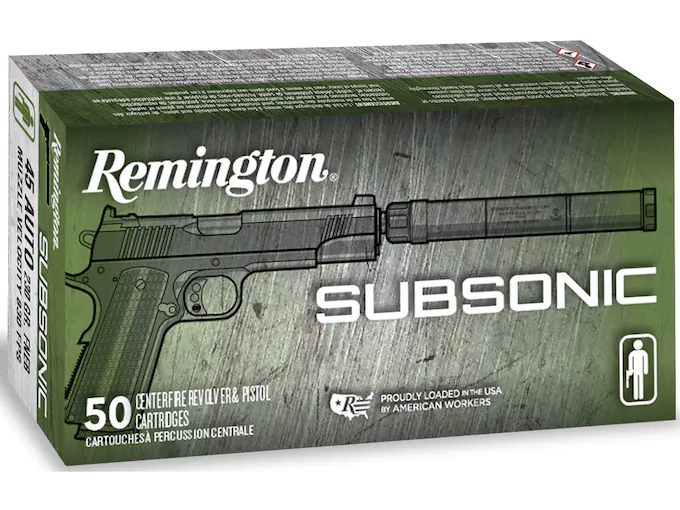 Remington Subsonic Ammunition 45 ACP 230 Grain Flat Nose Enclosed Base