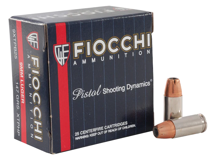 Fiocchi Extrema Ammunition 9mm Luger 147 Grain Hornady XTP Jacketed Hollow Point Box of 25