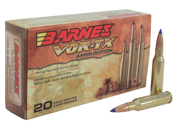 Barnes VOR-TX Ammunition 7mm-08 Remington 120 Grain TTSX Polymer Tipped Spitzer Boat Tail Lead-Free Box of 20