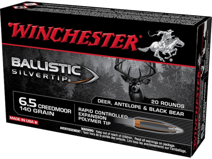 Winchester Ballistic Silvertip Ammunition 6.5 Creedmoor 140 Grain Rapid Controlled Expansion Polymer Tip Box of 20