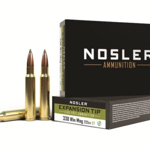 Nosler E-Tip Ammunition 338 Winchester Magnum 225 Grain E-Tip Lead-Free Box of 20