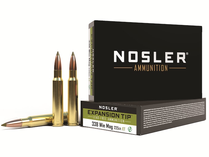 Nosler E-Tip Ammunition 338 Winchester Magnum 225 Grain E-Tip Lead-Free Box of 20