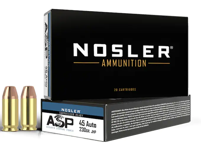 Nosler ASP Ammunition 45 ACP 230 Grain Jacketed Hollow Point