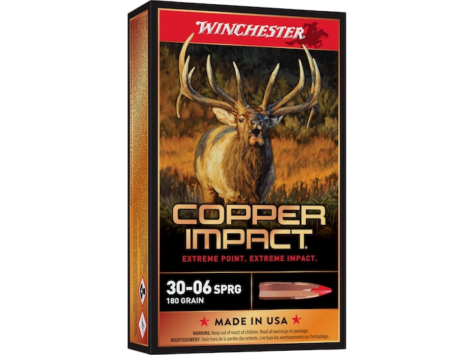 Winchester Copper Impact Ammunition 30-06 Springfield 180 Grain Copper Extreme Point Polymer Tip Lead Free Box of 20